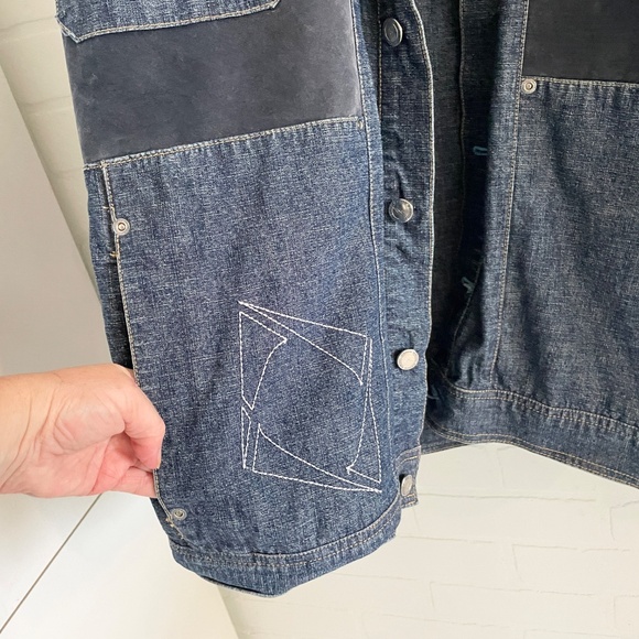 Vintage Y2K Icewear Ice T Denim Jacket Faux Suede Patchwork Dark wash Spellout L - Picture 7 of 16